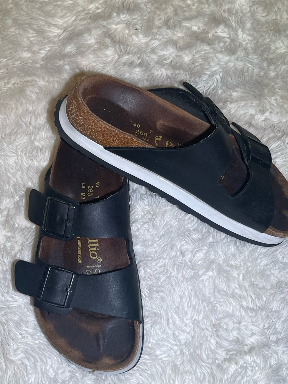 Papillo By Birkenstock Black Arizona platform Slide Sandals size 9